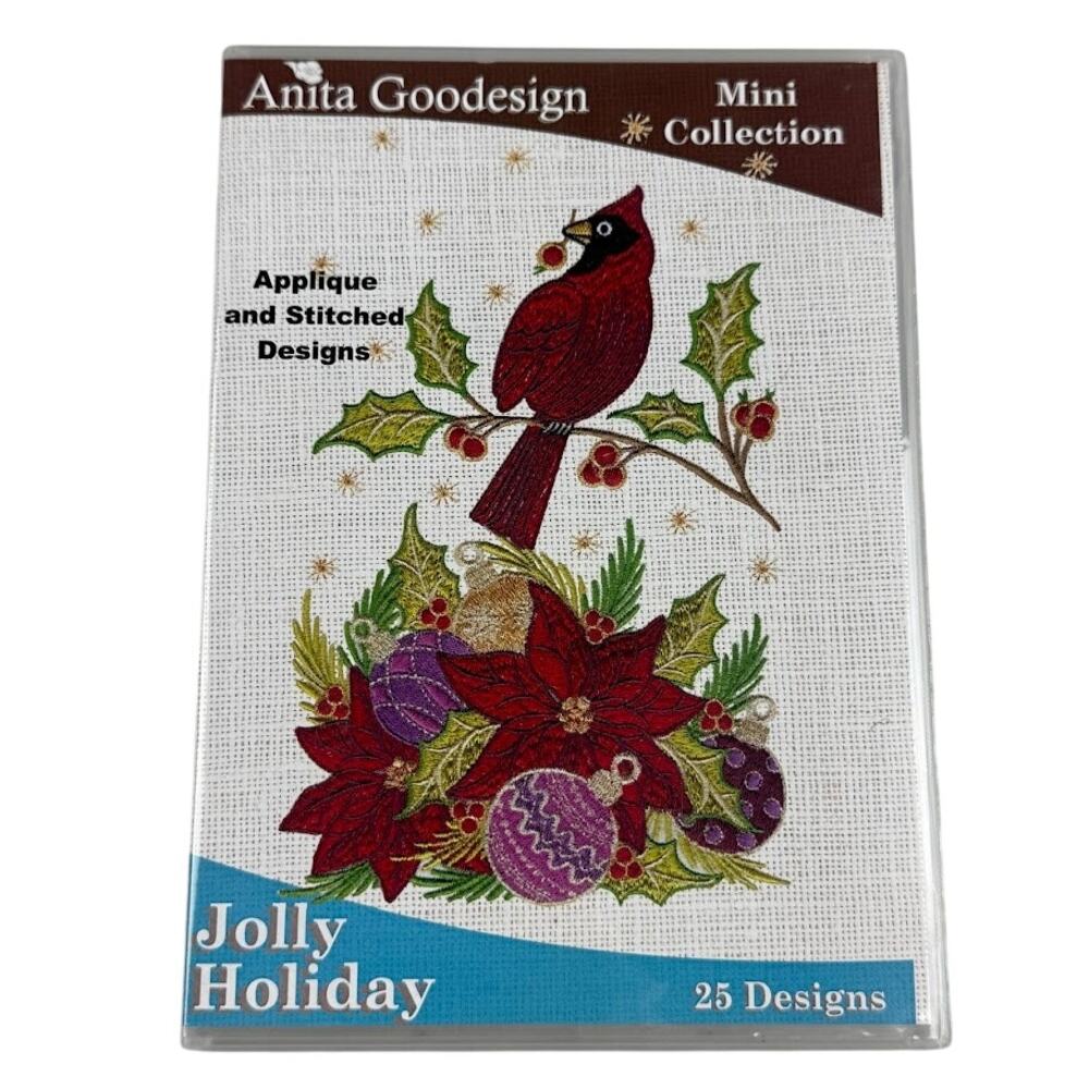 Anita Goodesign Jolly Holiday Embroidery Design CD – Mini Collection 25 Designs